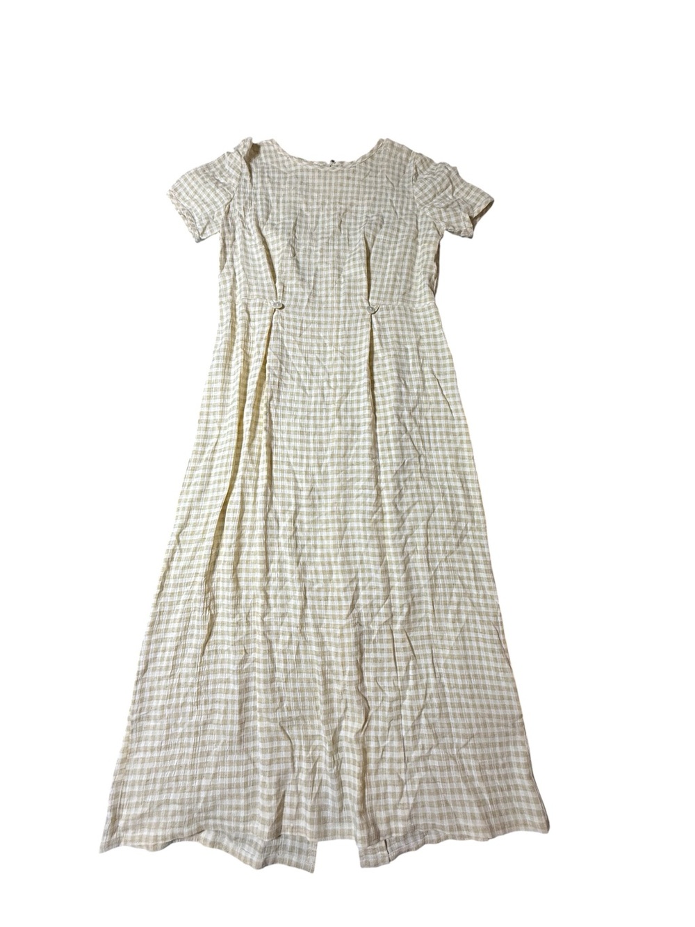 Vtg Talbots USA Gingham Maxi Dress 4 Yellow/White Plaid Cottagecore Prairie